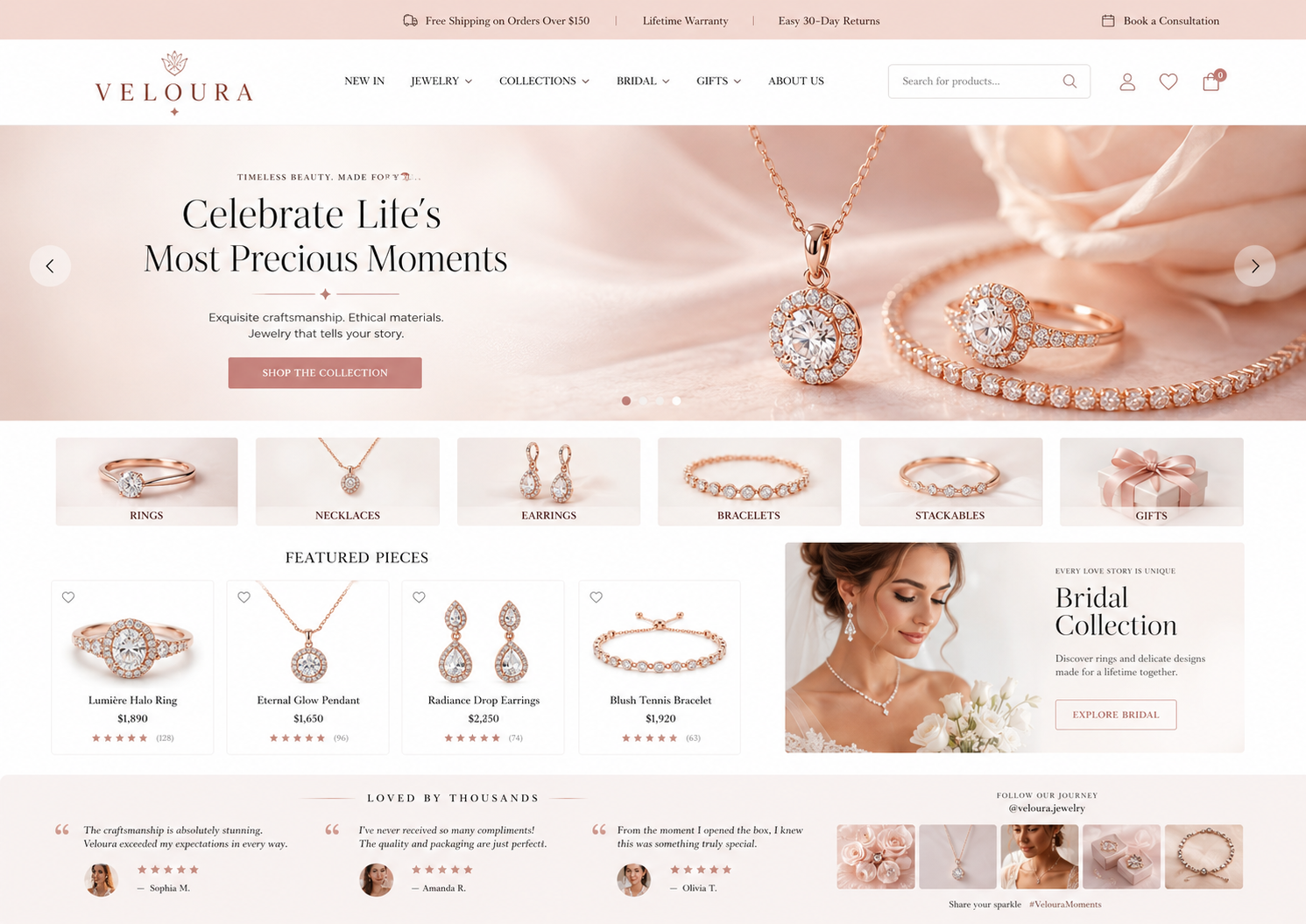 Veloura bridal storefront